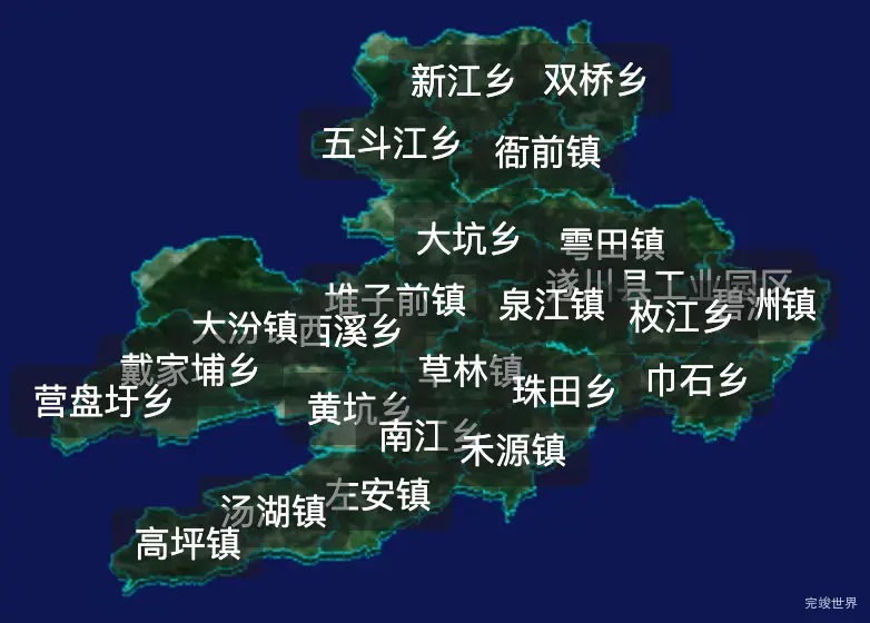 threejs吉安市遂川县geoJson地图3d地图css2d标签