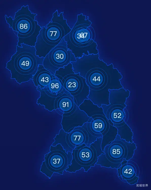 echarts吉安市万安县geoJson地图圆形波纹状气泡图