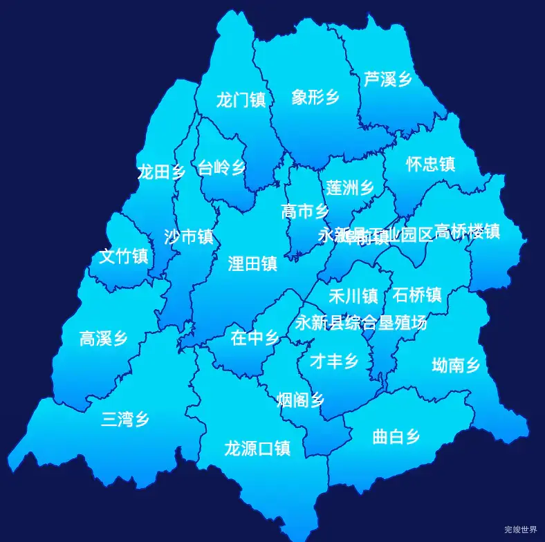 echarts吉安市永新县geoJson地图局部颜色渐变