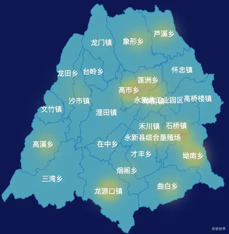 echarts吉安市永新县geoJson地图热力图