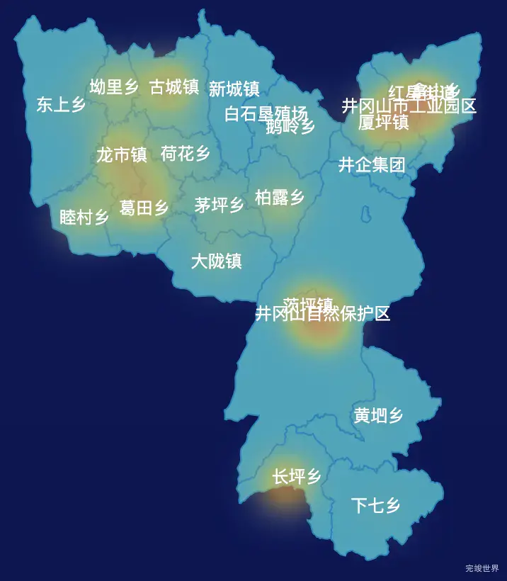 echarts吉安市井冈山市geoJson地图热力图