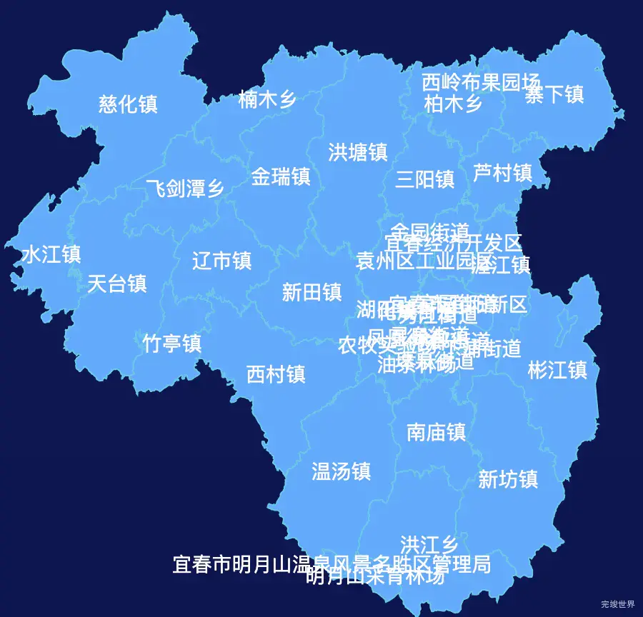 echarts宜春市袁州区geoJson地图全局颜色渐变