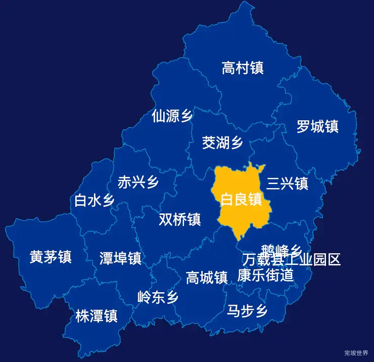 echarts宜春市万载县geoJson地图指定区域高亮