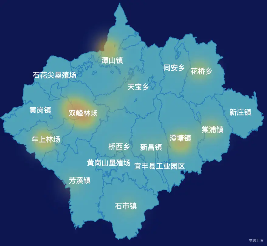 echarts宜春市宜丰县geoJson地图热力图