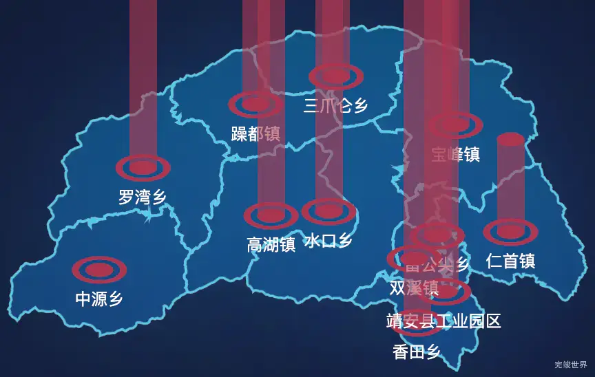 echarts宜春市靖安县geoJson地图添加柱状图