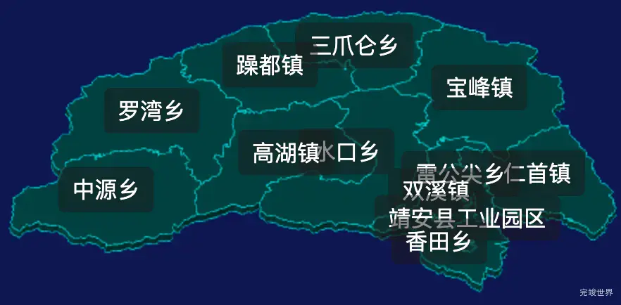 threejs宜春市靖安县geoJson地图3d地图自定义贴图加CSS2D标签