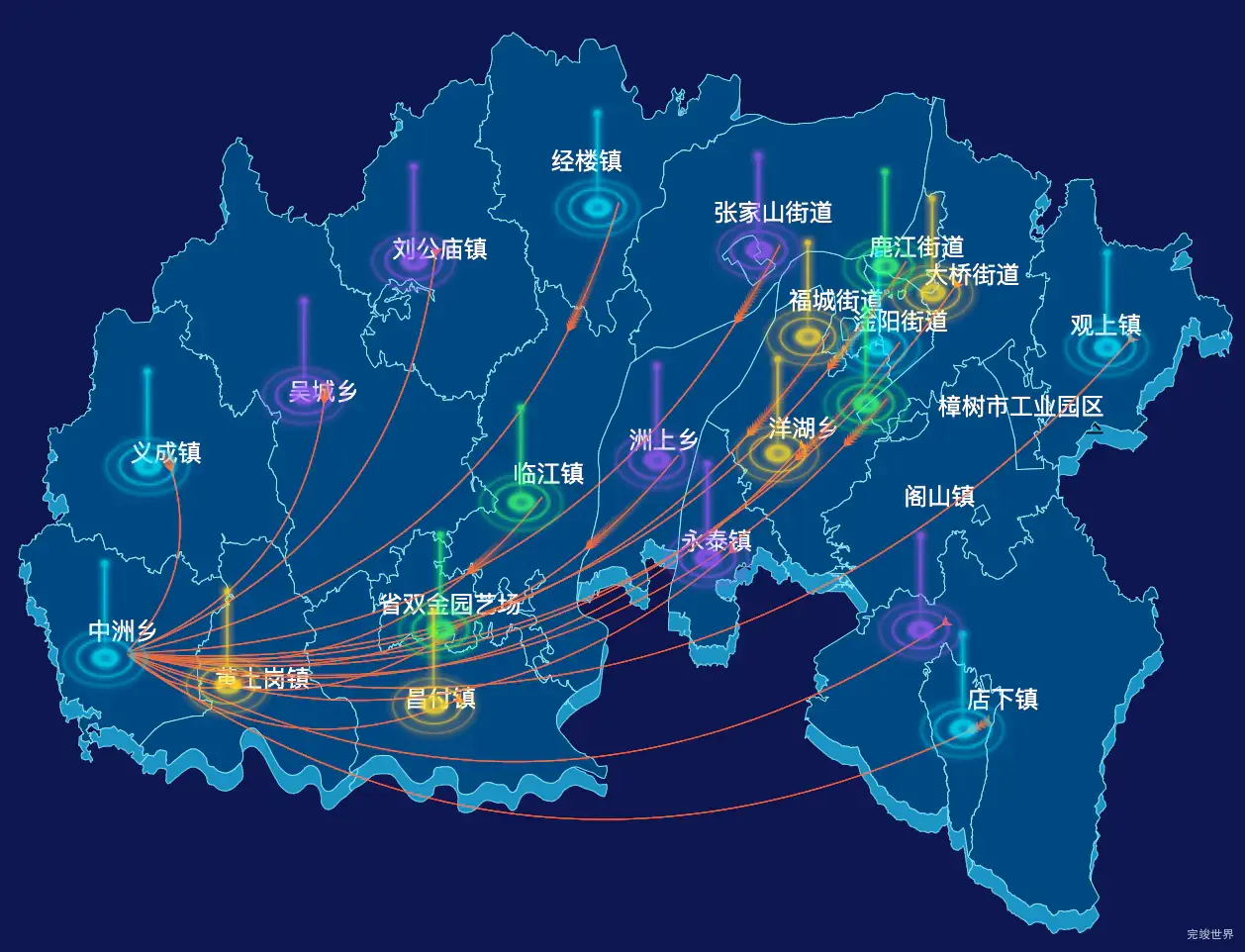 echarts宜春市樟树市geoJson地图迁徙图