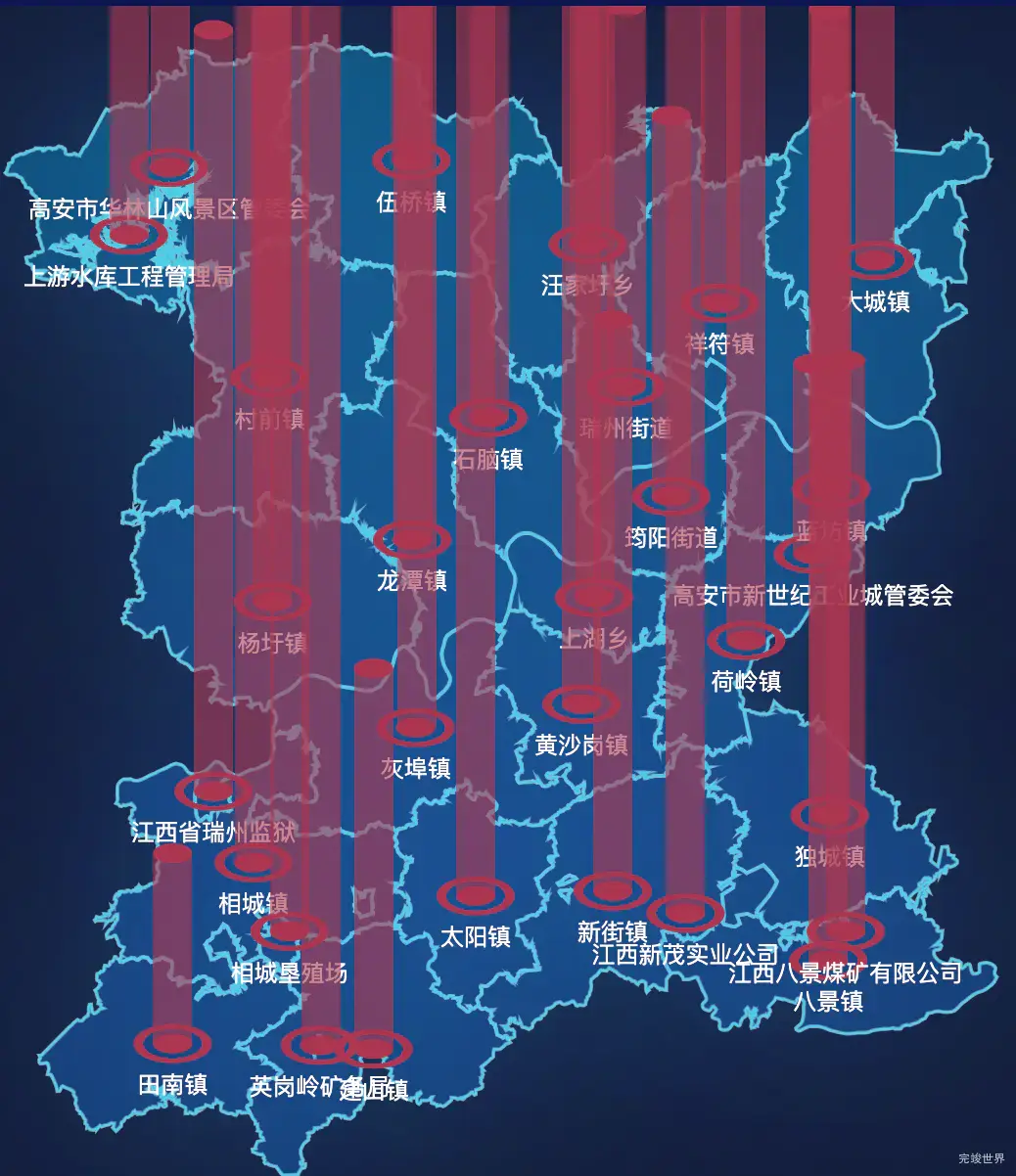 echarts宜春市高安市geoJson地图添加柱状图