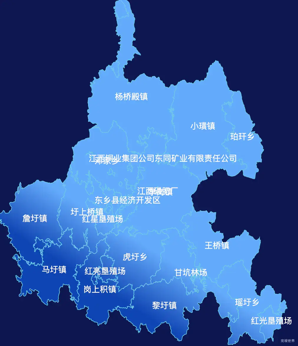 echarts抚州市东乡区geoJson地图全局颜色渐变