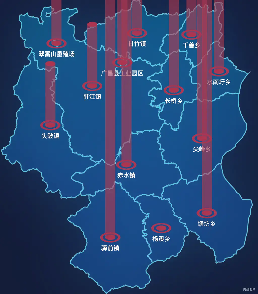 echarts抚州市广昌县geoJson地图添加柱状图