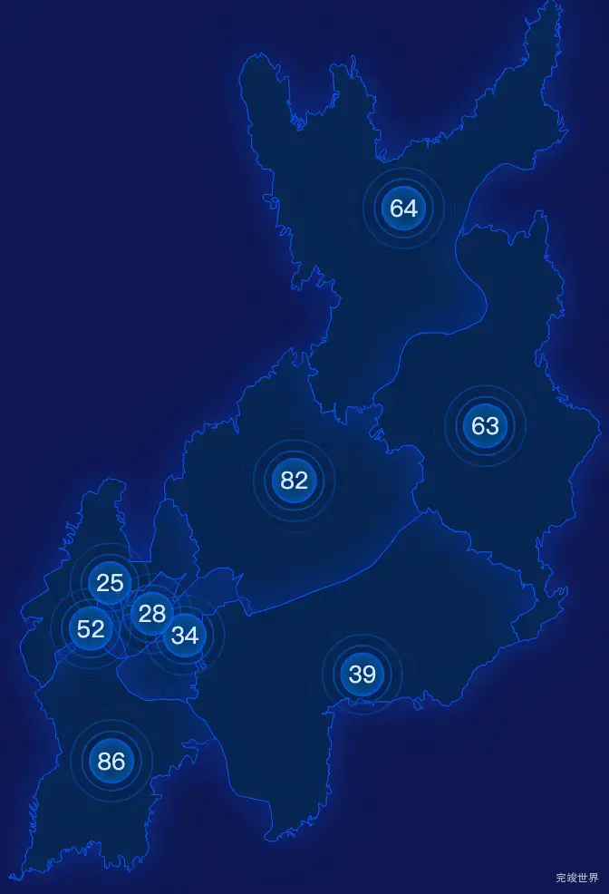 echarts上饶市信州区geoJson地图圆形波纹状气泡图