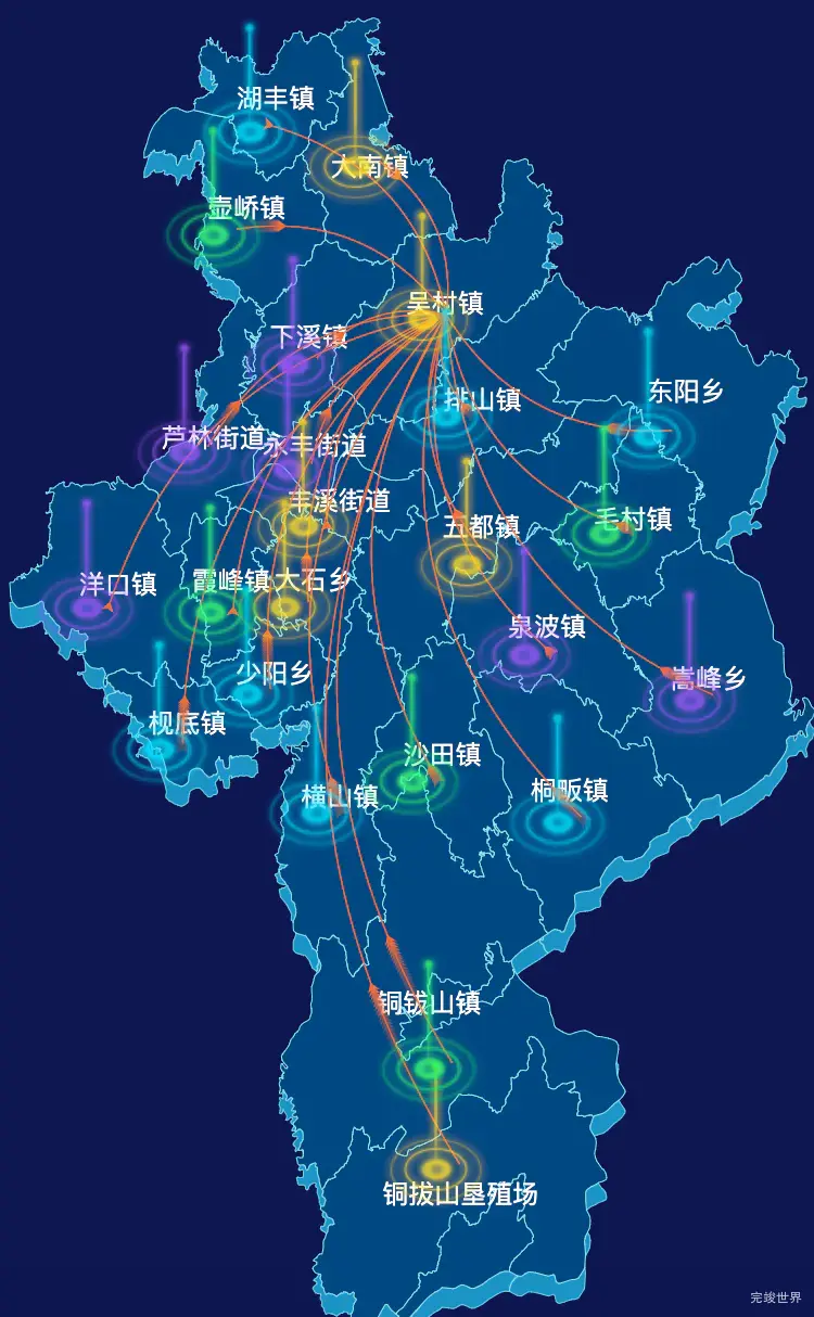 echarts上饶市广丰区geoJson地图迁徙图