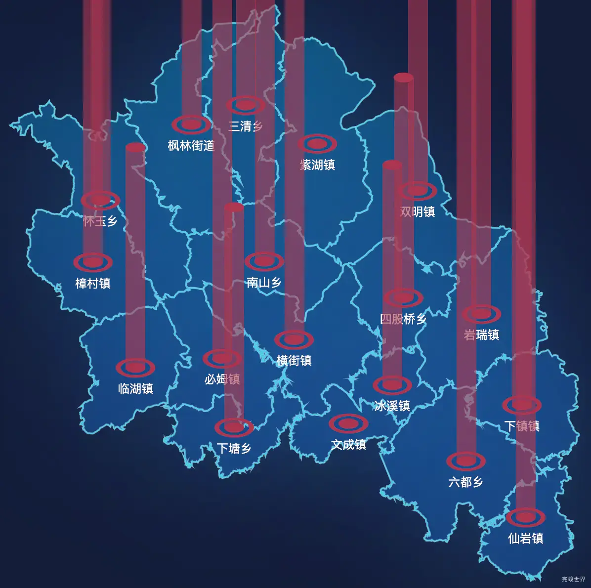 echarts上饶市玉山县geoJson地图添加柱状图