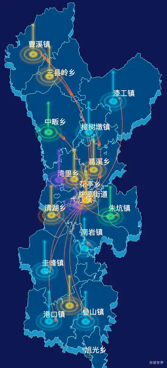 echarts上饶市弋阳县geoJson地图飞线图