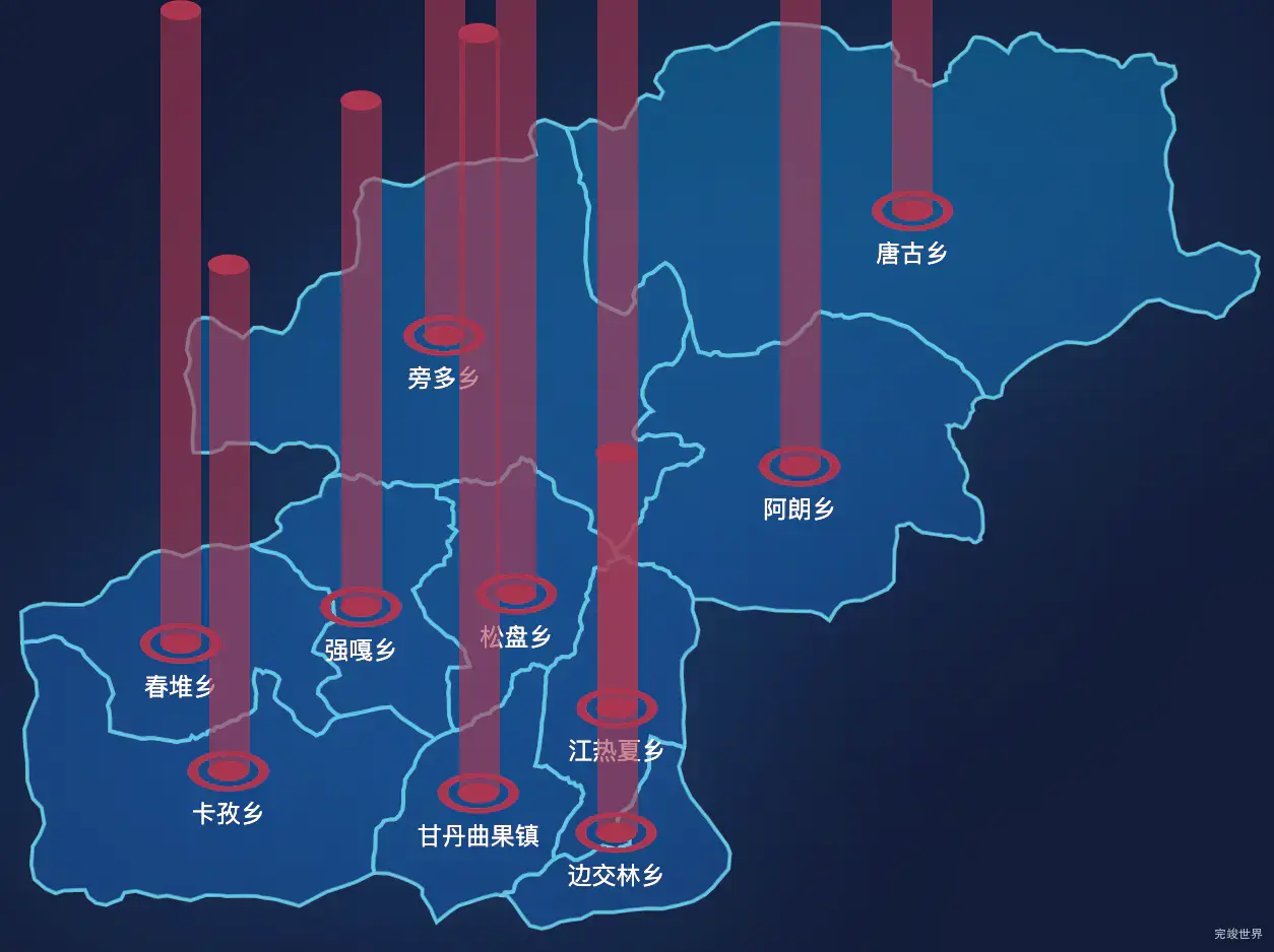 echarts拉萨市林周县geoJson地图添加柱状图