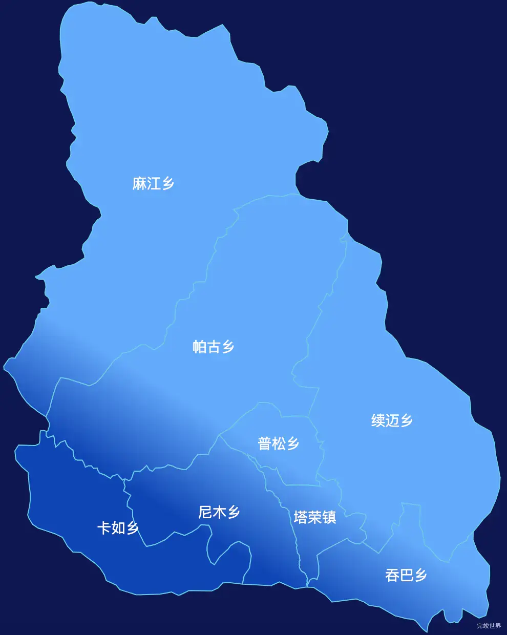 1echarts拉萨市尼木县geoJson地图全局颜色渐变