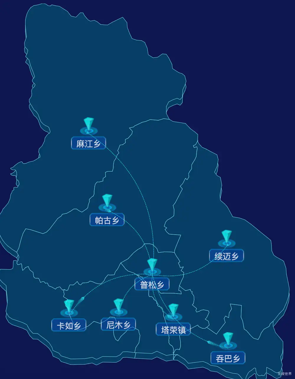 echarts拉萨市尼木县geoJson地图label样式自定义