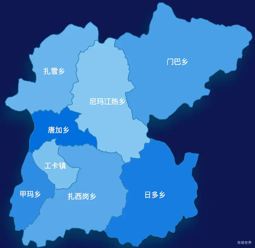 echarts拉萨市墨竹工卡县geoJson地图 tooltip轮播