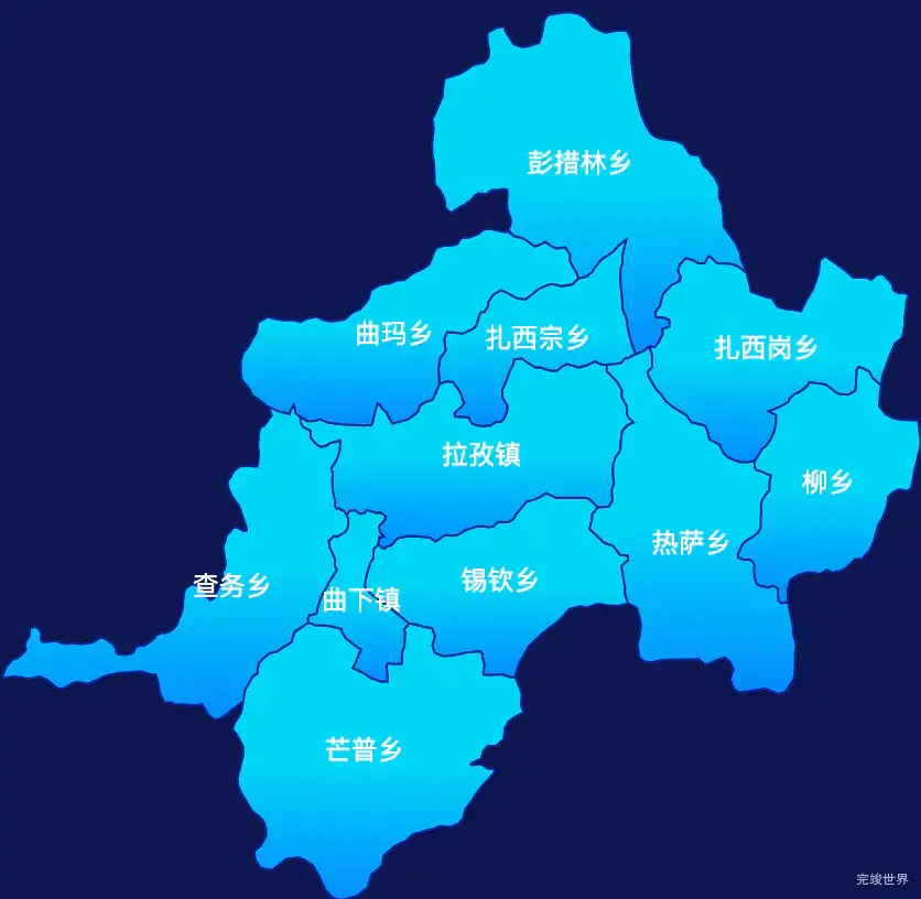 echarts日喀则市拉孜县geoJson地图局部颜色渐变