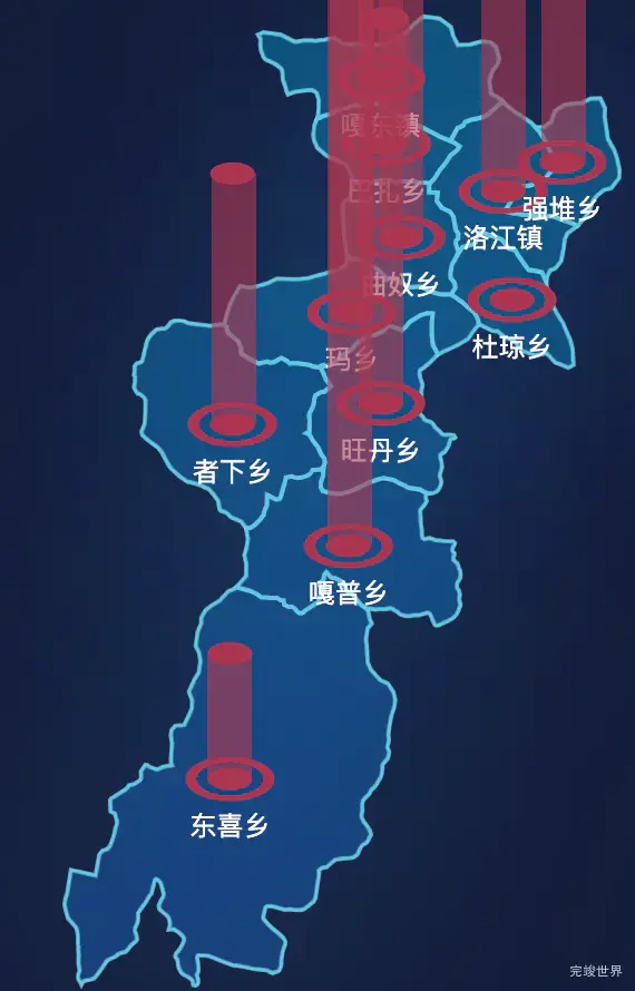 echarts日喀则市白朗县geoJson地图添加柱状图