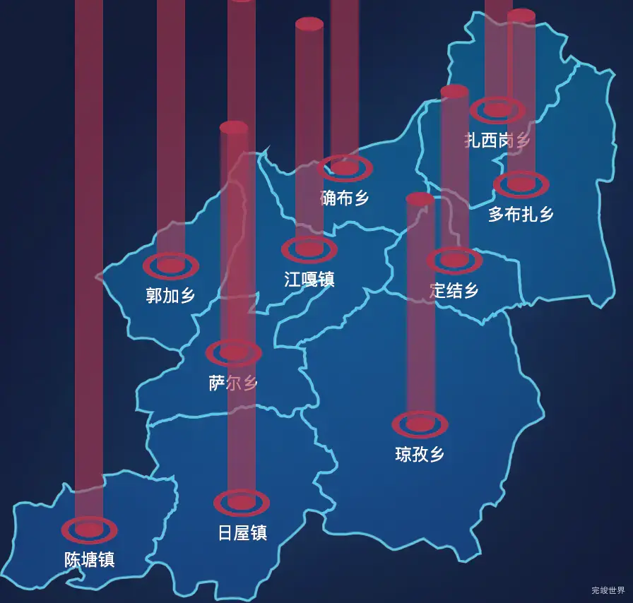 echarts日喀则市定结县geoJson地图添加柱状图