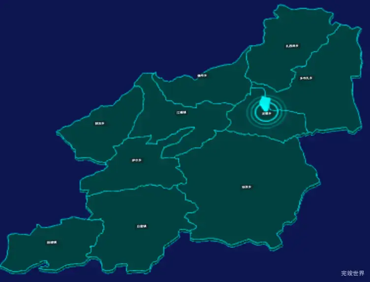 threejs日喀则市定结县geoJson地图3d地图添加旋转棱锥