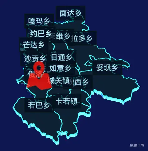 echarts昌都市卡若区geoJson地图3d地图自定义图标