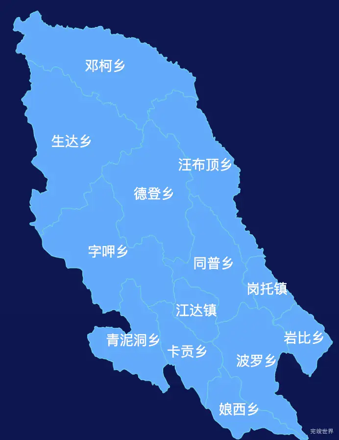 echarts昌都市江达县geoJson地图全局颜色渐变