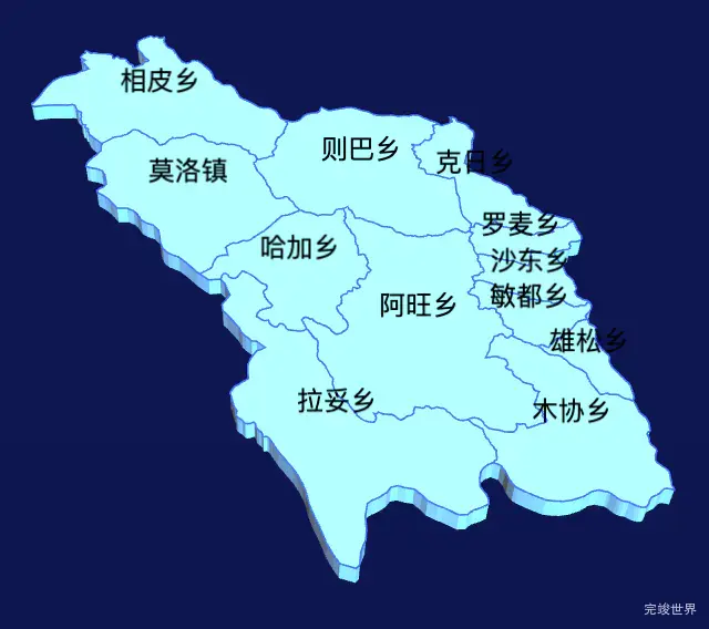 echarts昌都市贡觉县geoJson地图3d地图