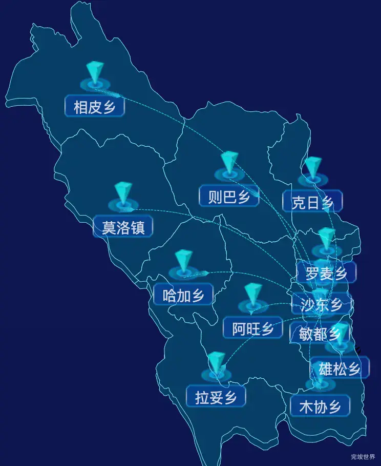 echarts昌都市贡觉县geoJson地图label自定义样式