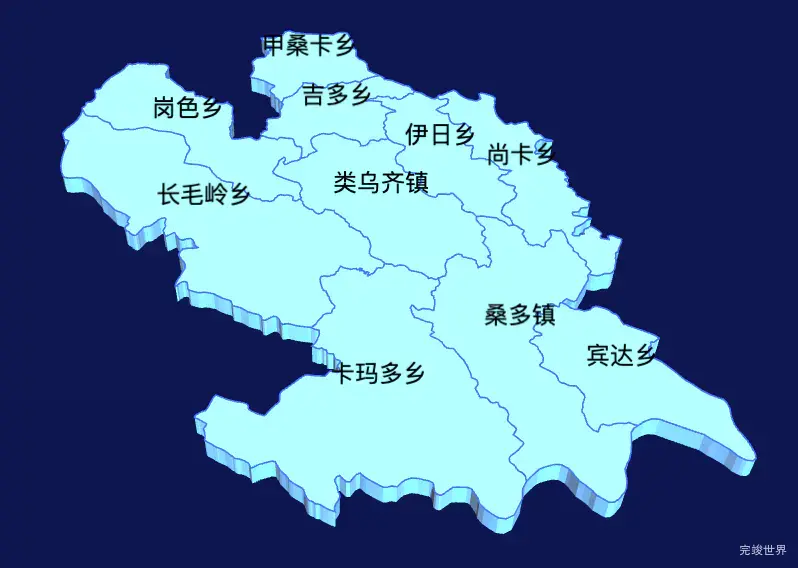 threejs昌都市类乌齐县geoJson地图3d地图