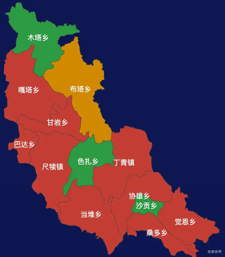 echarts昌都市丁青县geoJson地图定义颜色