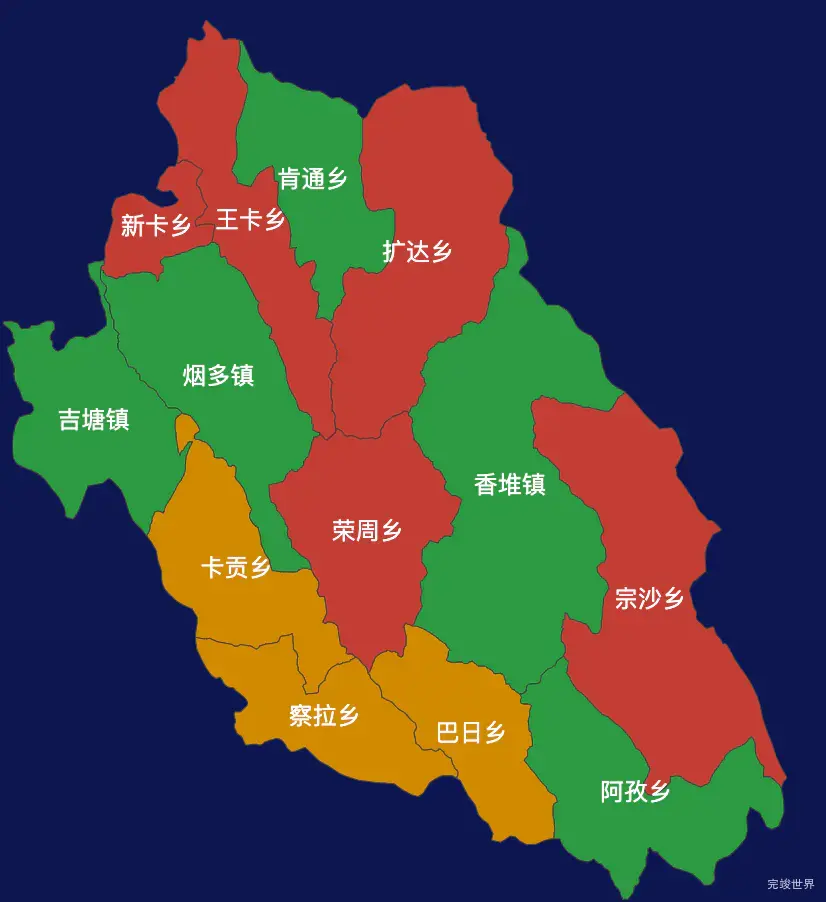 echarts昌都市察雅县geoJson地图定义颜色