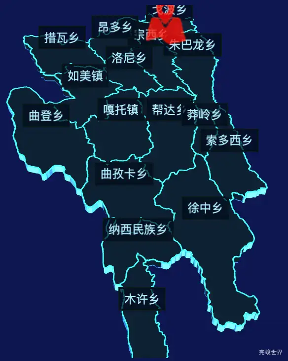 echarts昌都市芒康县geoJson地图3d地图