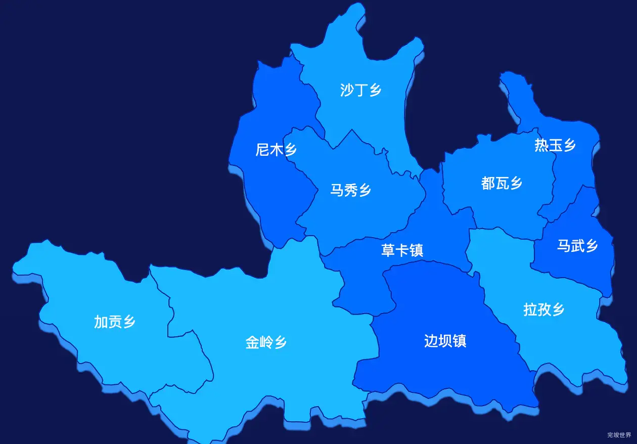 echarts昌都市边坝县geoJson地图 visualMap控制地图颜色