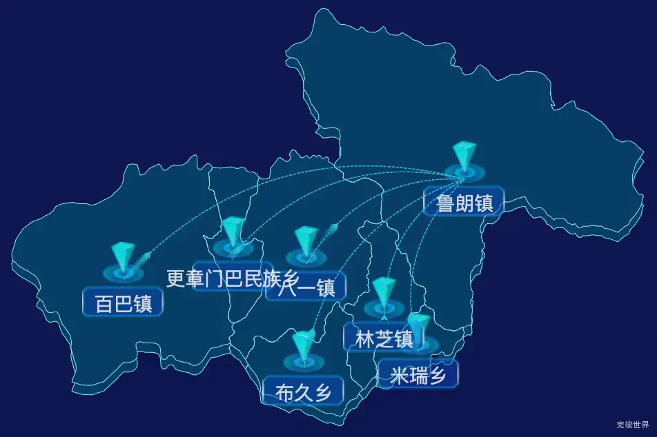 echarts林芝市巴宜区geoJson地图自定义label样式