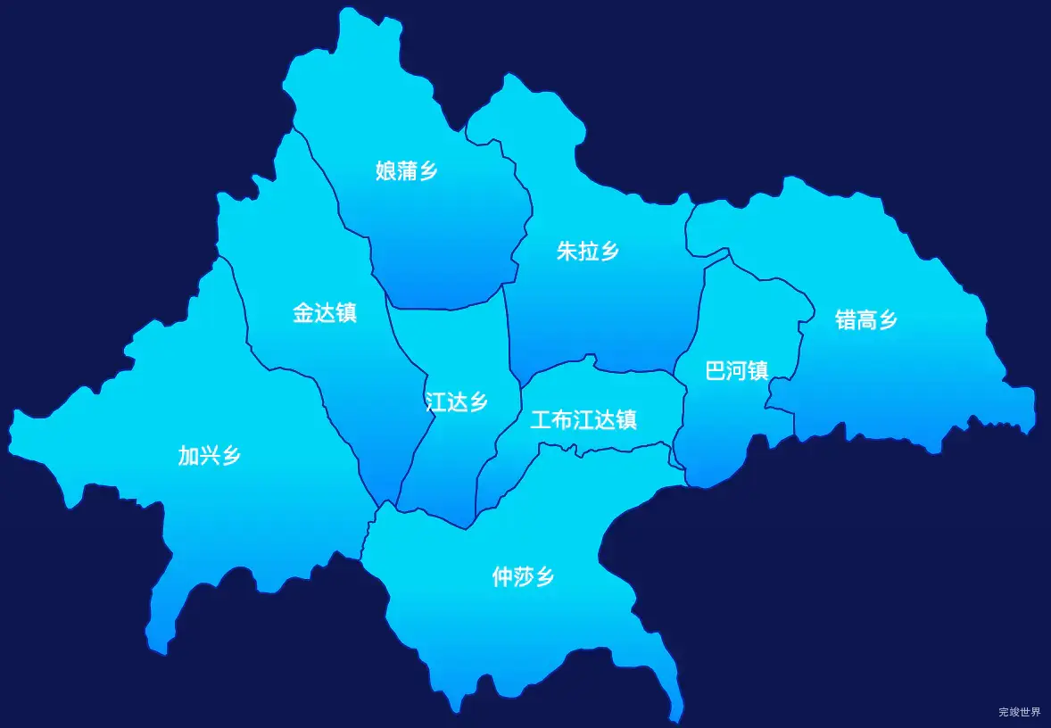 echarts林芝市工布江达县geoJson地图局部颜色渐变