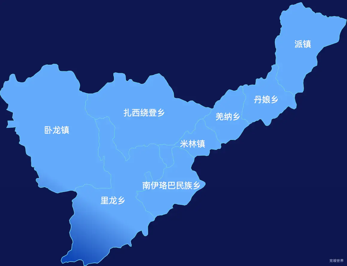 echarts林芝市米林县geoJson地图全局颜色渐变