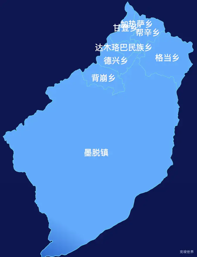 echarts林芝市墨脱县geoJson地图全局颜色渐变