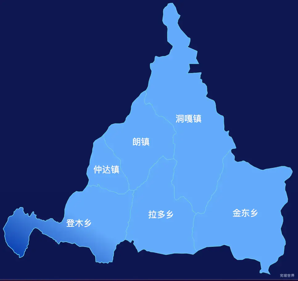 echarts林芝市朗县geoJson地图全局颜色渐变