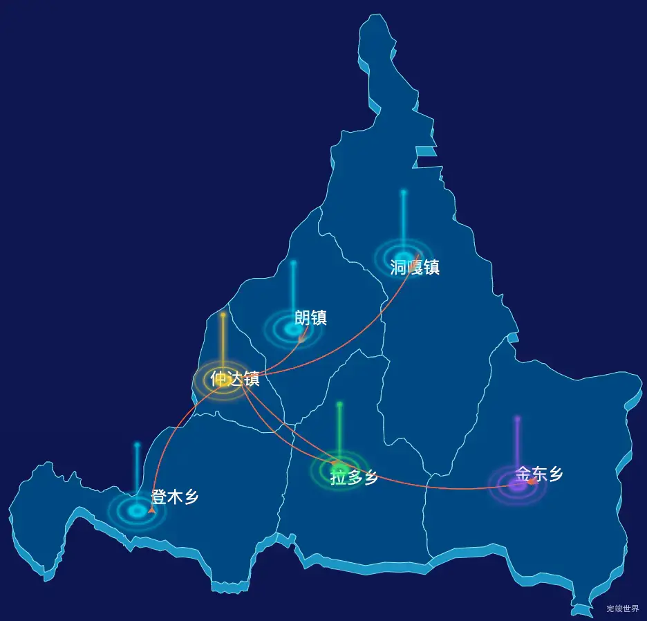 echarts林芝市朗县geoJson地图迁徙图