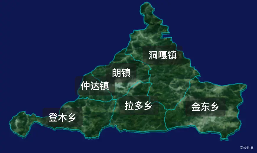 threejs林芝市朗县geoJson地图3d地图css2d标签