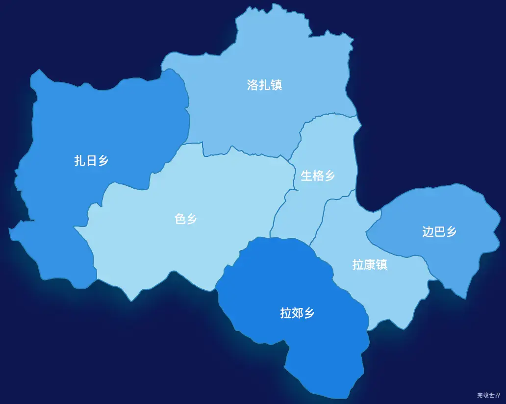 echarts山南市洛扎县geoJson地图 tooltip轮播