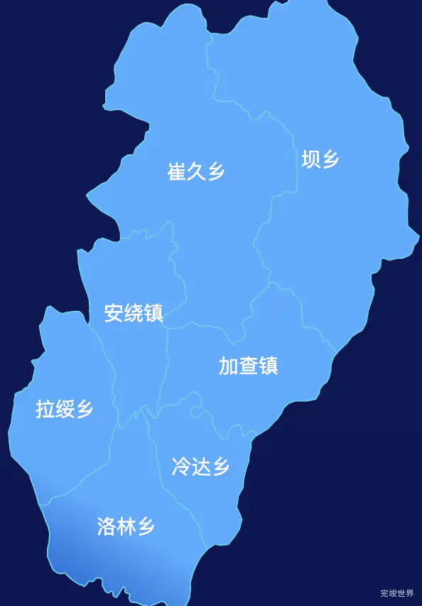 echarts山南市加查县geoJson地图全局颜色渐变