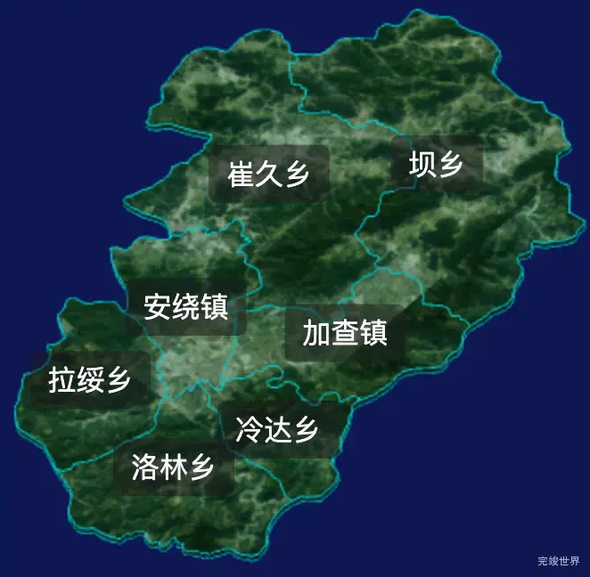 threejs山南市加查县geoJson地图3d地图自定义贴图加CSS2D标签