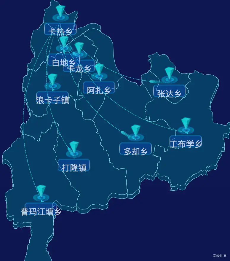 echarts山南市浪卡子县geoJson地图label样式自定义