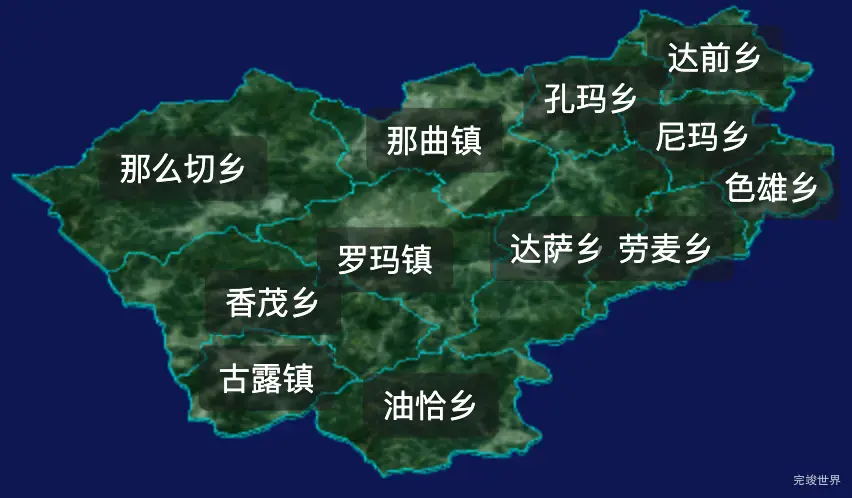 threejs那曲市色尼区geoJson地图3d地图css2d标签