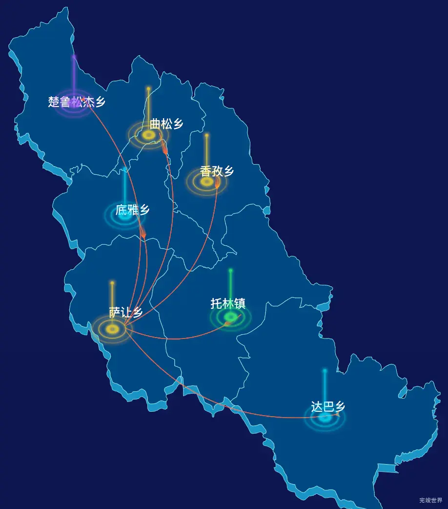 echarts阿里地区札达县geoJson地图飞线图