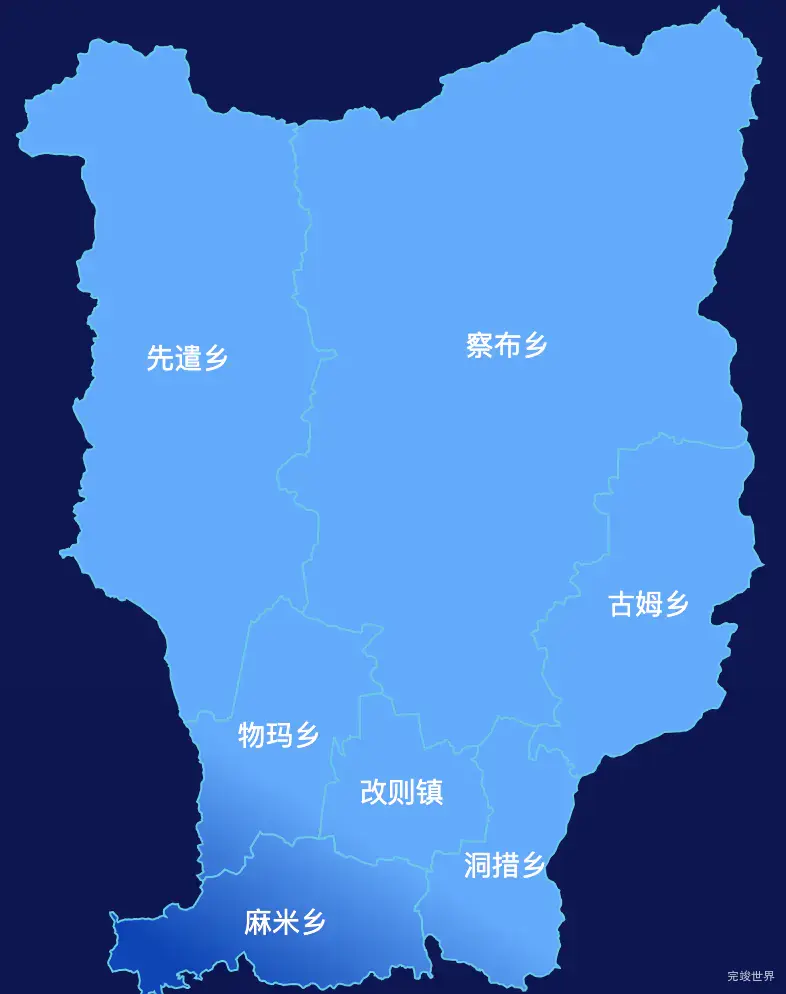 echarts阿里地区改则县geoJson地图全局颜色渐变