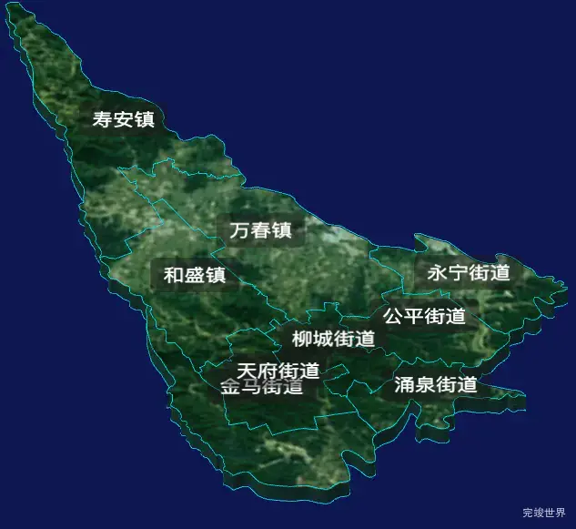 threejs成都市温江区geoJson地图3d地图自定义贴图加CSS3D标签